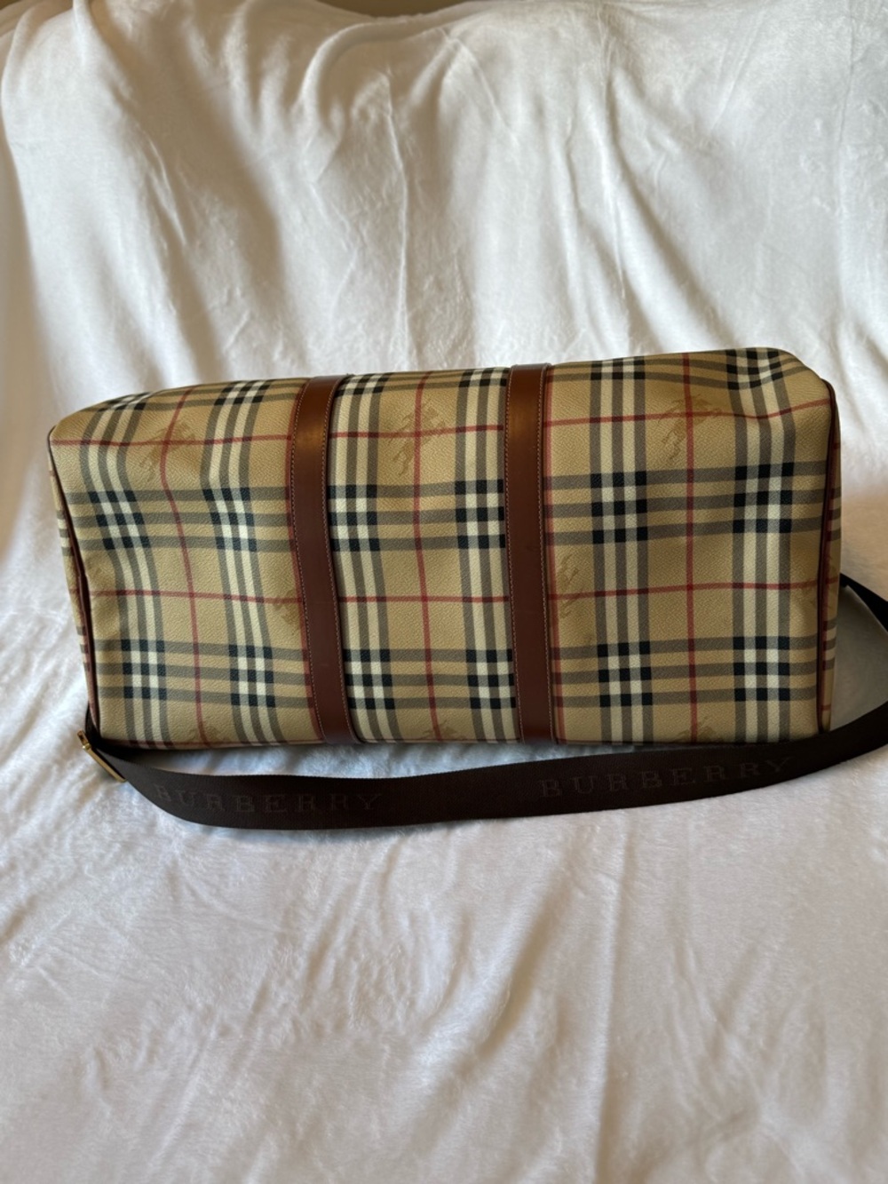 BURBERRY Haymarket Check Holdall Duffle Bag. Lightly used. PVC Coated Canvas - Picture 7 of 16